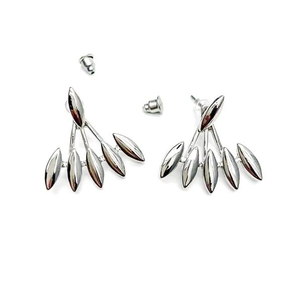 Any 4/$25! Silver Oblong Studs w/Matching Earring Jackets - Picture 5 of 8